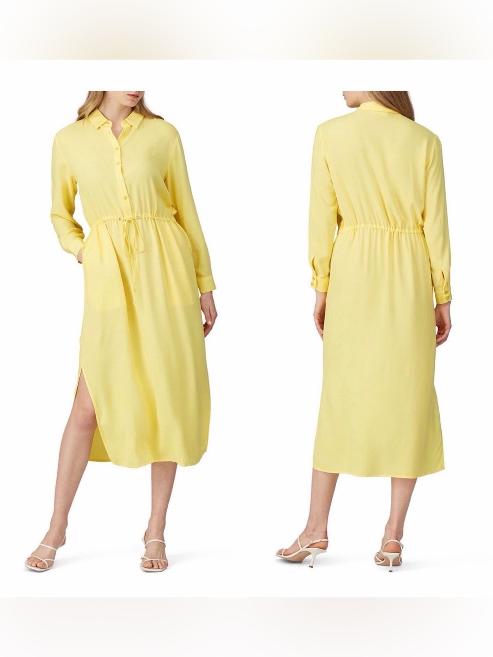 Sita Murt yellow linen viscose blend shirt dress 40R or Women’s Size 6 or 8.